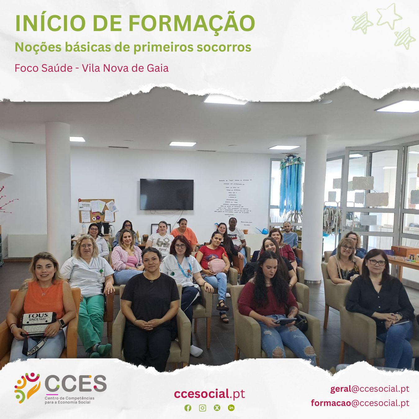 INÍCIO DE FORMAÇÃO – Noções básicas de primeiros socorros – Foco Saúde – Vila Nova de Gaia