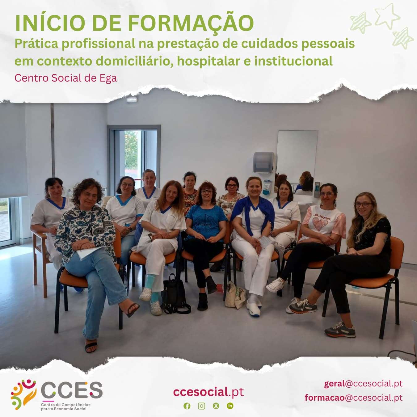 INÍCIO DE FORMAÇÃO – Prática profissional na prestação de cuidados pessoais em contexto domiciliário, hospitalar e institucional – Centro Social de Ega