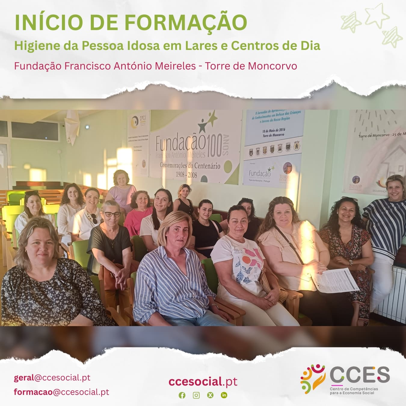 INÍCIO DE FORMAÇÃO – Higiene da Pessoa Idosa em Lares e Centros de Dia – Fundação Francisco António Meireles – Torre de Moncorvo