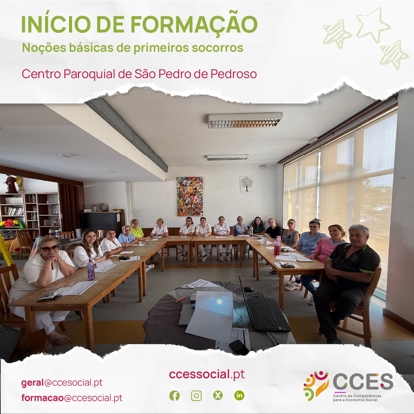 INÍCIO DE FORMAÇÃO – Noções básicas de primeiros socorros – Centro Paroquial de São Pedro de Pedroso