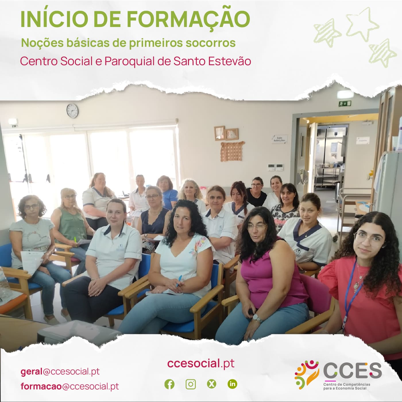 INÍCIO DE FORMAÇÃO – Noções básicas de primeiros socorros – Centro Social e Paroquial de Santo Estevão