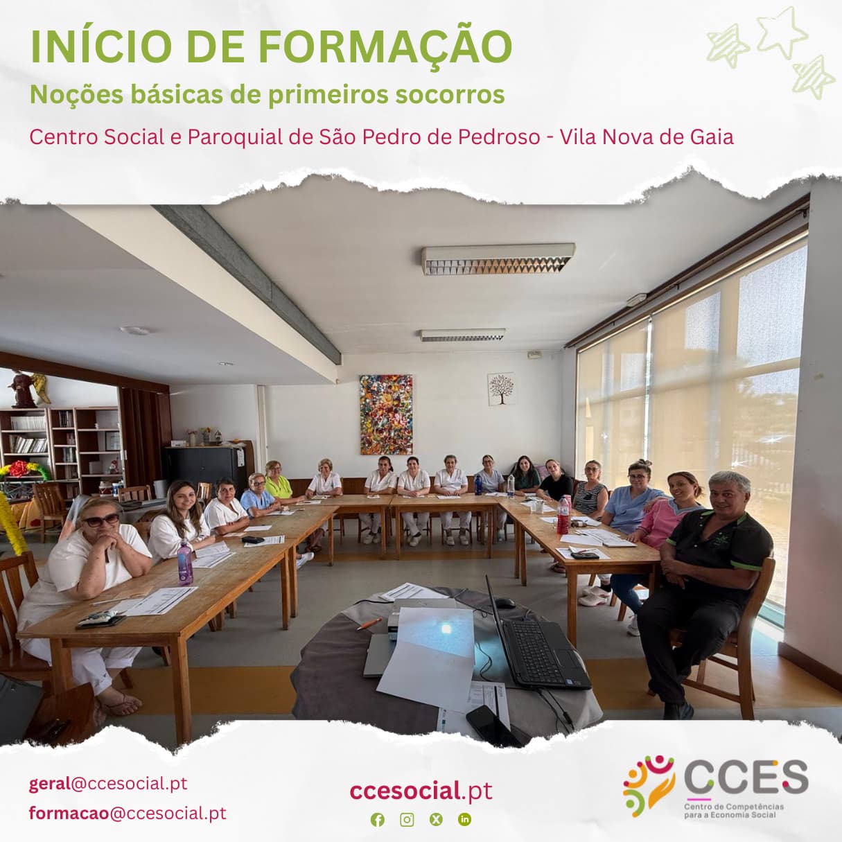 INÍCIO DE FORMAÇÃO – Noções básicas de primeiros socorros – Centro Social e Paroquial de São Pedro de Pedroso – Vila Nova de Gaia