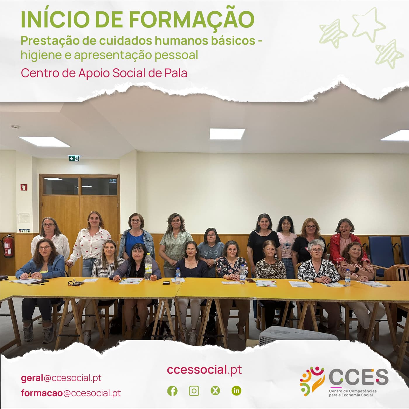 INÍCIO DE FORMAÇÃO – Prestação de cuidados humanos básicos – higiene e apresentação pessoal – Centro de Apoio Social de Pala