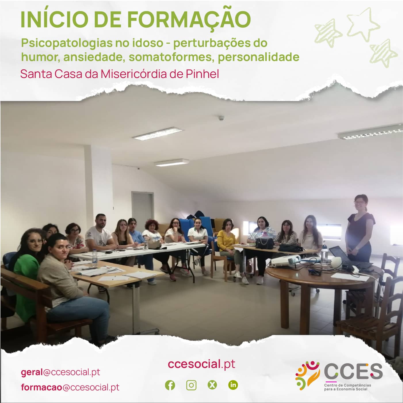 INÍCIO DE FORMAÇÃO – Psicopatologias no idoso – perturbações do humor, ansiedade, somatoformes, personalidade – Santa Casa da Misericórdia de Pinhel