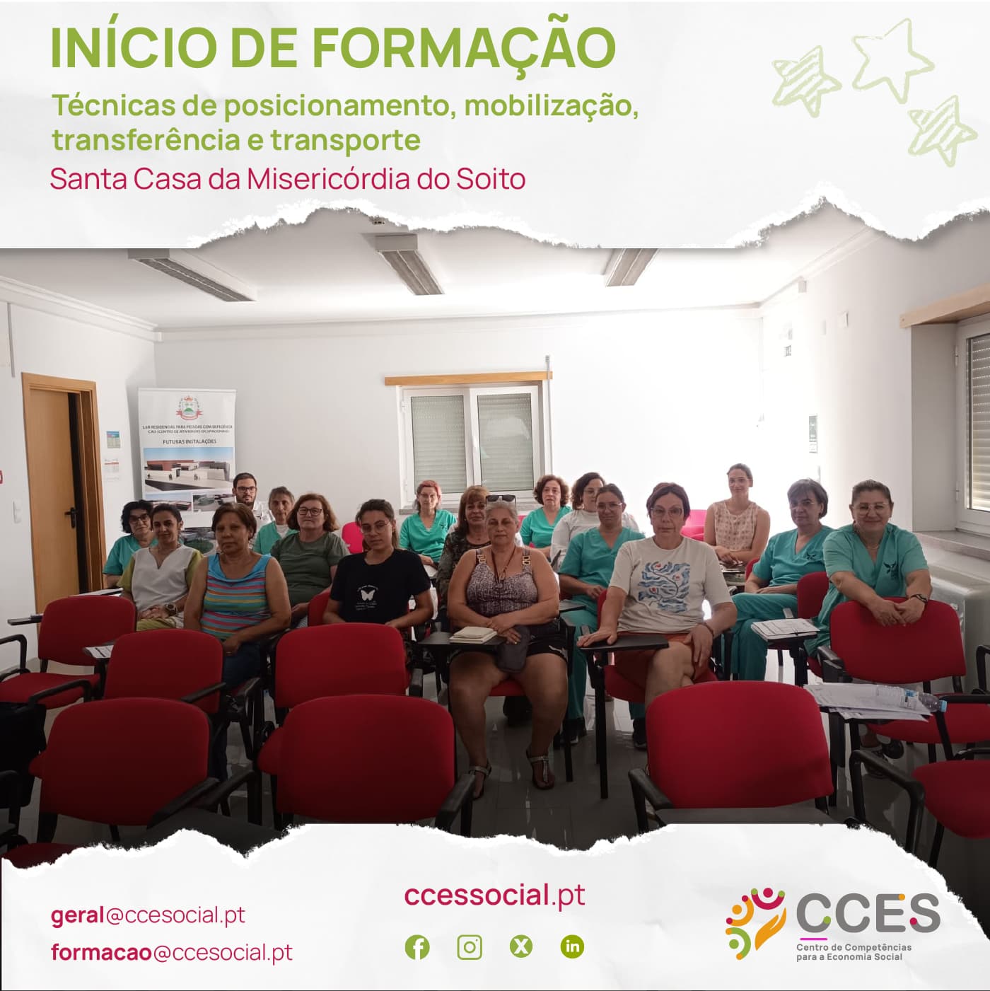 INÍCIO DE FORMAÇÃO – Técnicas de posicionamento, mobilização, transferência e transporte – Santa Casa da Misericórdia do Soito