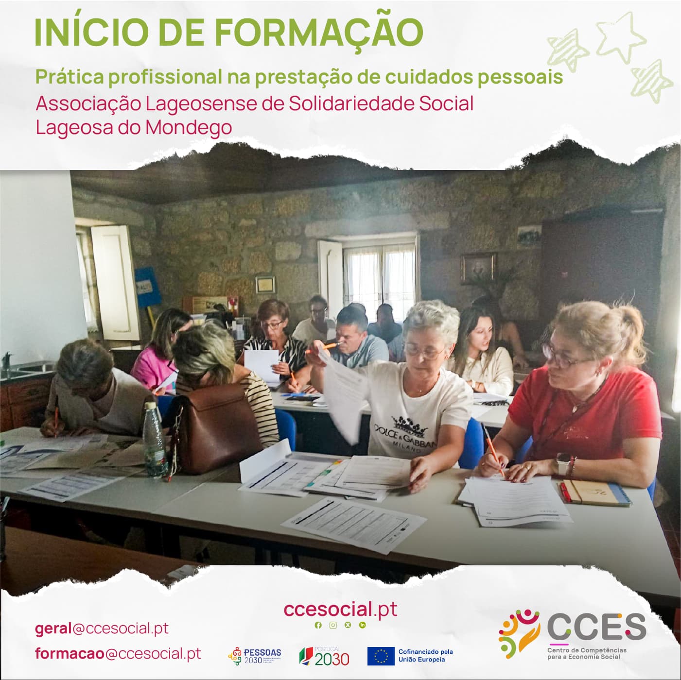 INÍCIO DE FORMAÇÃO – Prática profissional na prestação de cuidados pessoais – Associação Lageosense de Solidariedade Social – Lageosa do Mondego