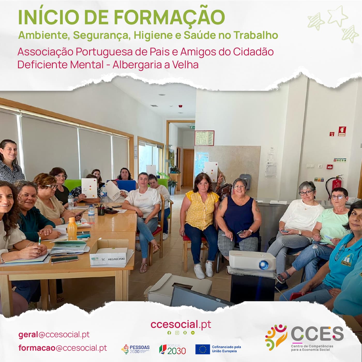 INÍCIO DE FORMAÇÃO – Ambiente, Segurança, Higiene e Saúde no Trabalho – Associação Portuguesa de Pais e Amigos do Cidadão Deficiente Mental – Albergaria a Velha
