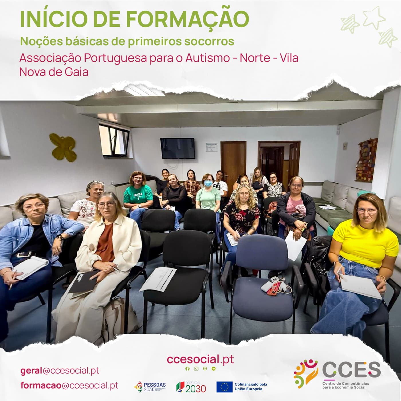 INÍCIO DE FORMAÇÃO – Noções básicas de primeiros socorros – Associação Portuguesa para o Autismo – Norte – Vila Nova de Gaia