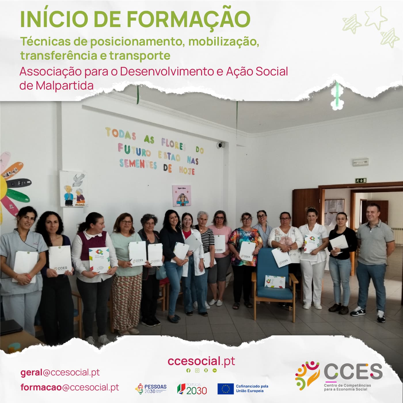 INÍCIO DE FORMAÇÃO – Técnicas de posicionamento, mobilização, transferência e transporte – Associação para o Desenvolvimento e Ação Social de Malpartida