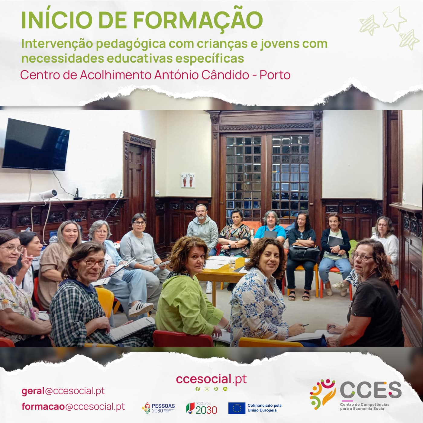 INÍCIO DE FORMAÇÃO – Intervenção pedagógica com crianças e jovens com necessidades educativas específicas – Centro de Acolhimento António Cândido – Porto