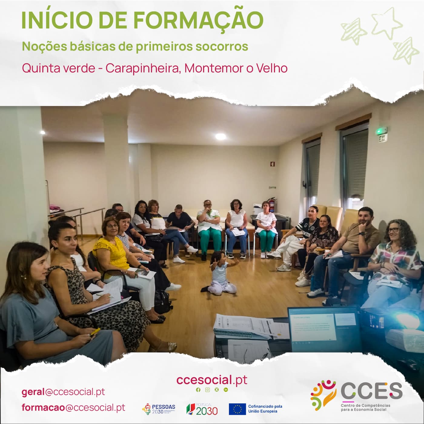 INÍCIO DE FORMAÇÃO – Noções básicas de primeiros socorros – Quinta verde – Carapinheira, Montemor o Velho