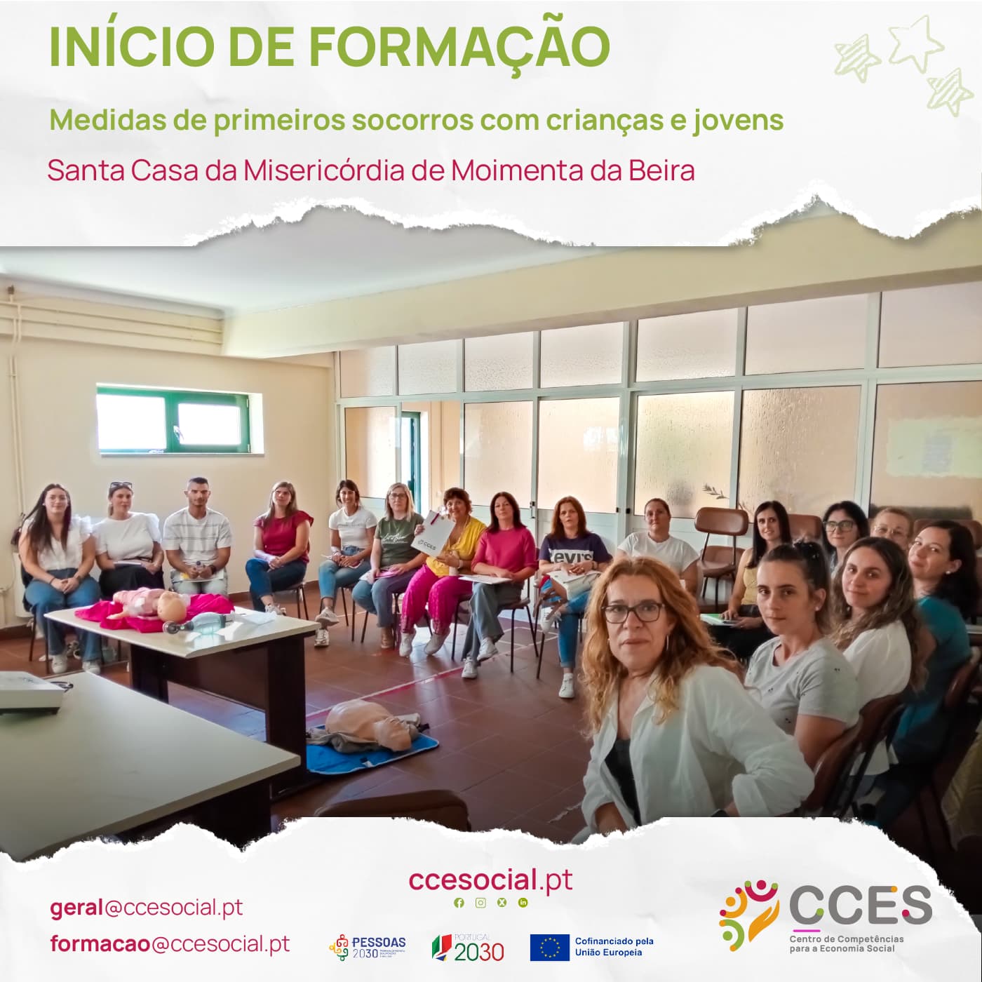 INÍCIO DE FORMAÇÃO – Medidas de primeiros socorros com crianças e jovens – Santa Casa da Misericórdia de Moimenta da Beira