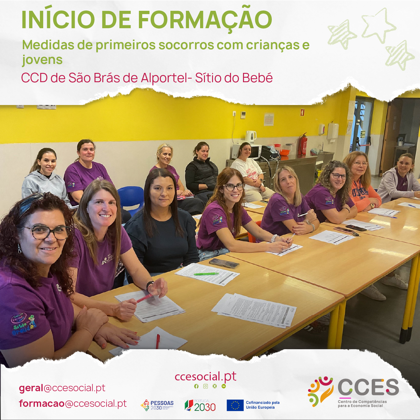 INÍCIO DE FORMAÇÃO- Medidas de Primeiros Socorros com crianças e jovens- CCD- Sítio do bebé São Brás Alportel