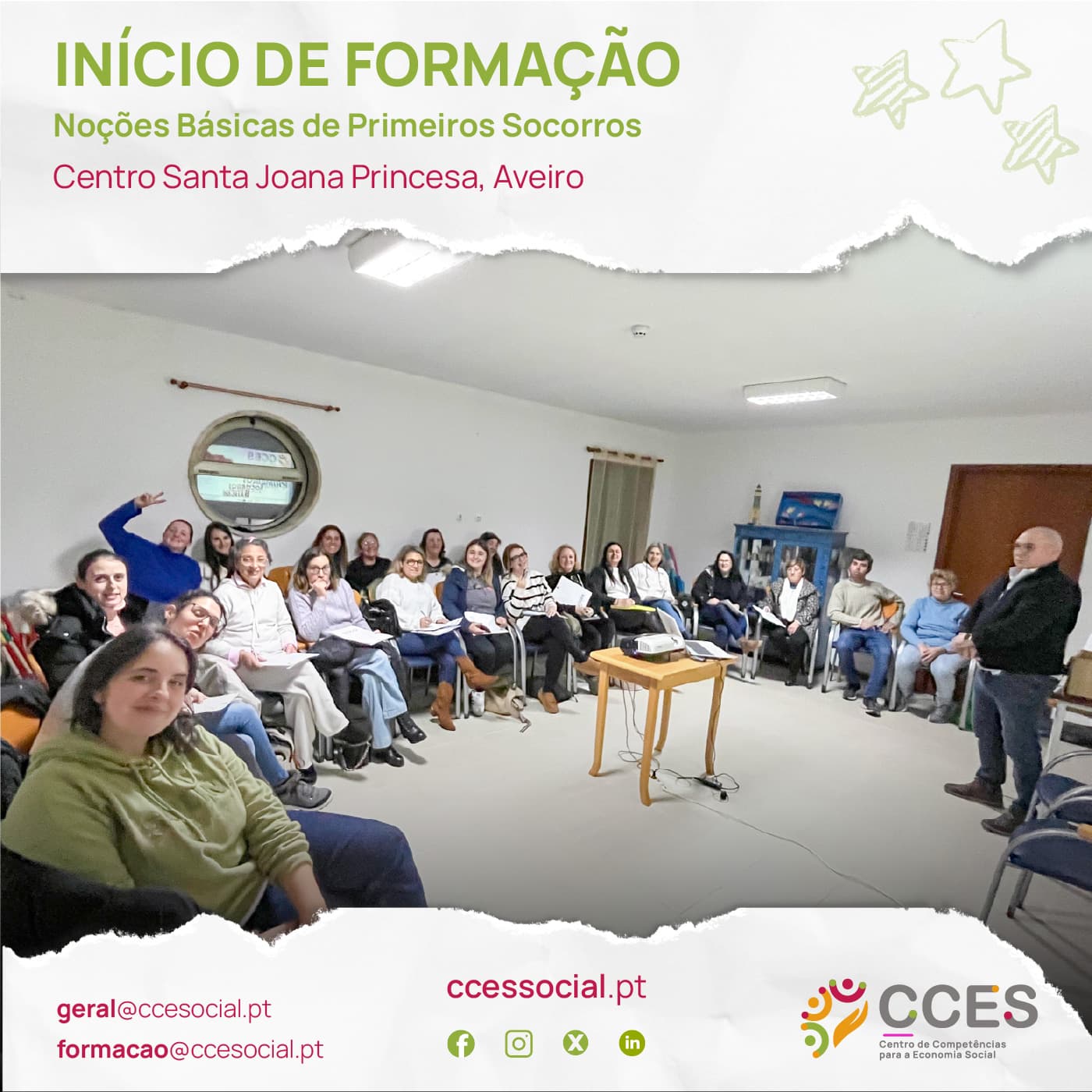INÍCIO DE FORMAÇÃO Noções Básicas de Primeiros Socorros Centro Santa Joana Princesa, Aveiro