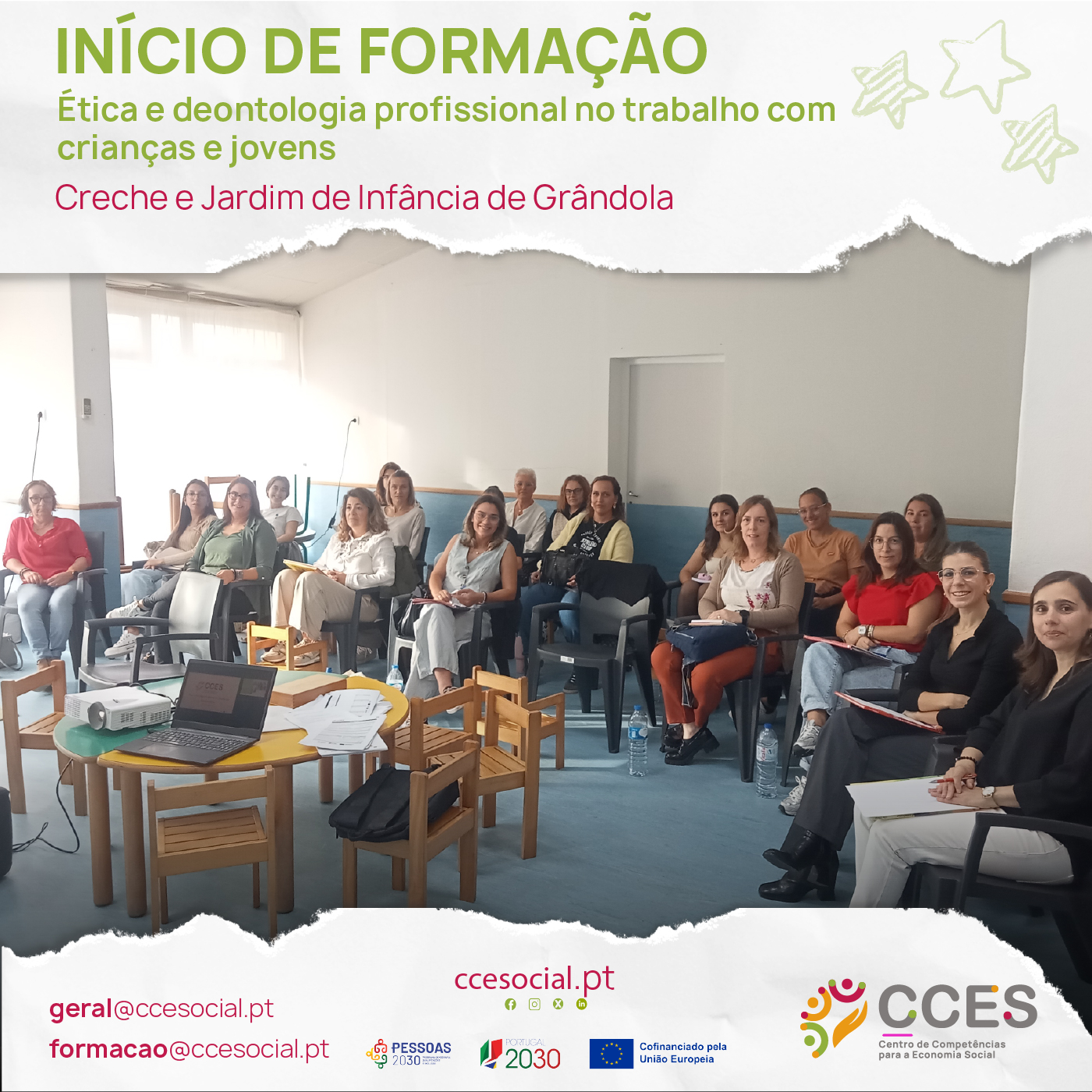 INÍCIO DE FORMAÇÃO- Ética e deontologia profissional no trabalho com crianças e jovens- Creche e jardim de infância de Grândola