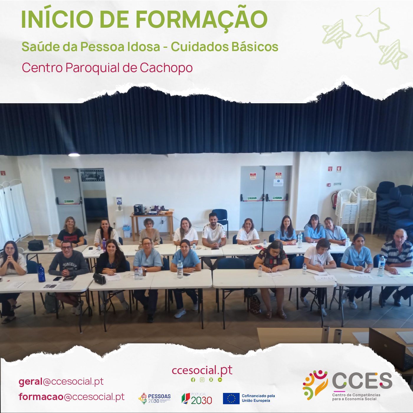 INÍCIO DE FORMAÇÃO- Saúde da Pessoa Idosa- Cuidados básicos- Centro Paroquial de Cachopo