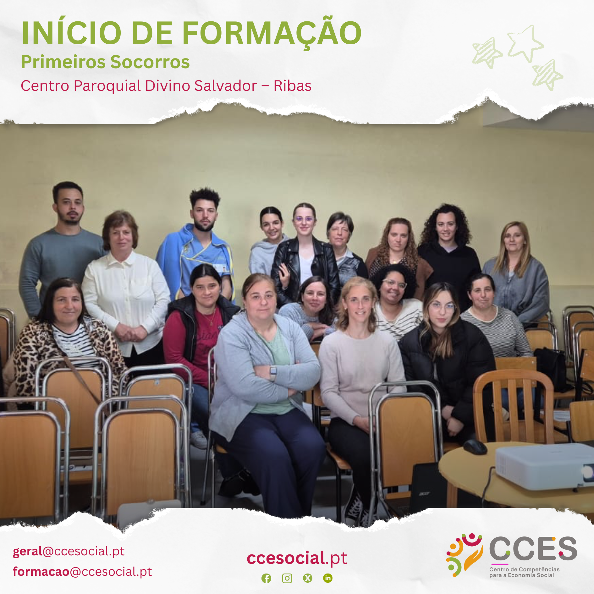 INÍCIO DE FORMAÇÃO- Noções Básicas de Primeiros Socorros – Quinta verde – Carapinheira, Montemor o Velho
