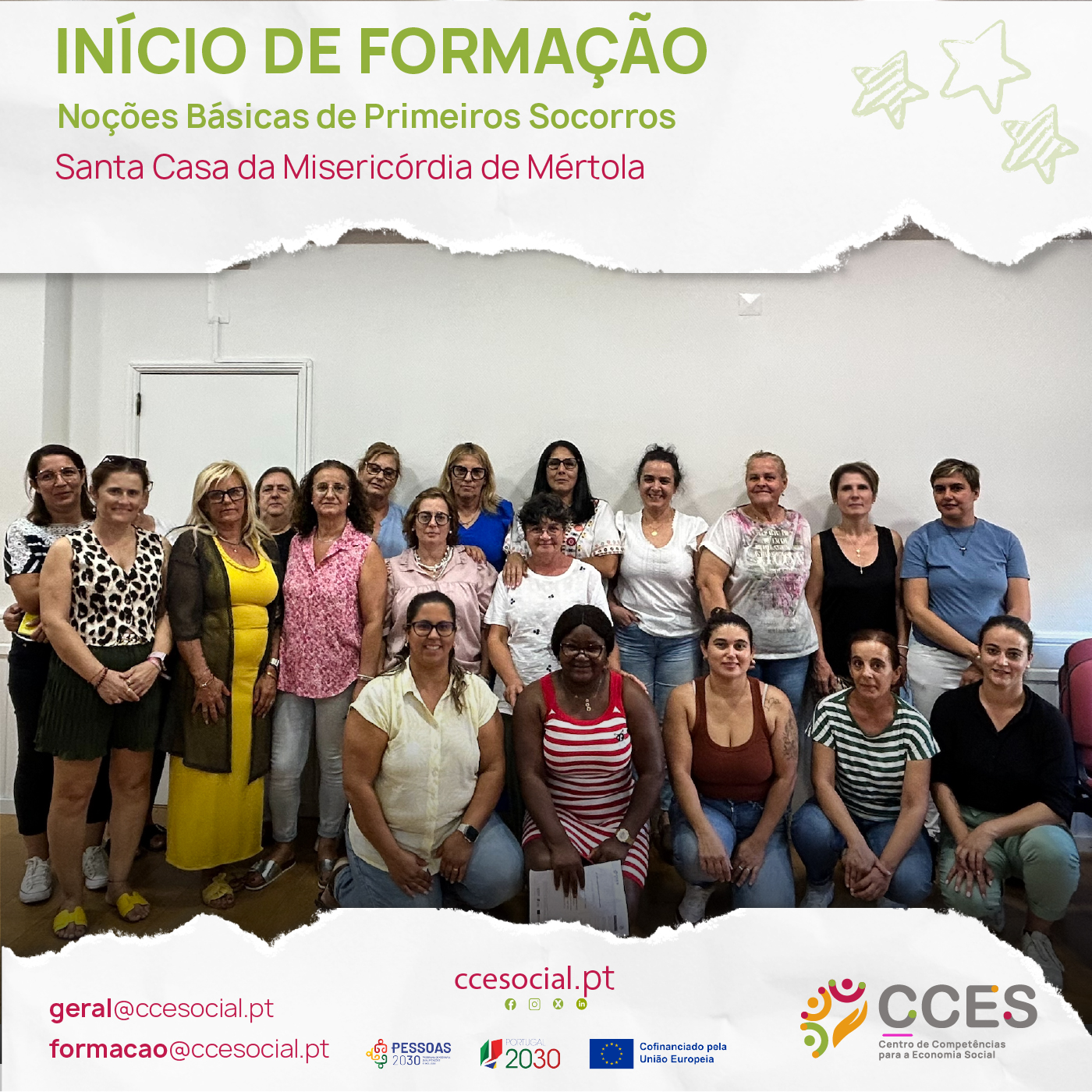 INÍCIO DE FORMAÇÃO- Noções Básicas de Primeiros Socorros – Santa Casa da Misericórdia de Mértola